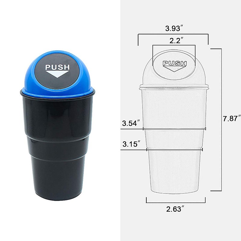 YIOVVOM Car Garbage Can with Lid, Leakproof Vehicle Automotive Cup Holder Car Trash Can, Small Trash Bin for Automotive Office Home Kitchen, Bedroom Set of 2 (Double Blue, 1) - Image 2